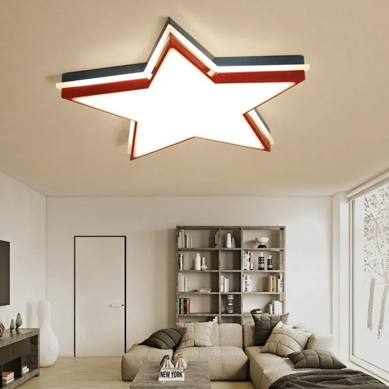 Red Five Pointed Star Children's Bedroom Lamp