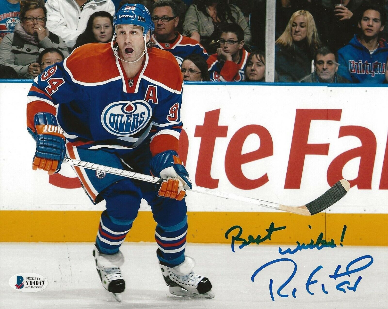 Ryan Smyth signed Edmonton Oilers 8x10 Photo Poster painting autographed BAS Beckett