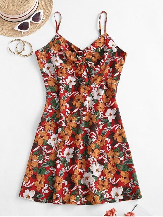 Cami Cinched Front Floral Mini Dress
