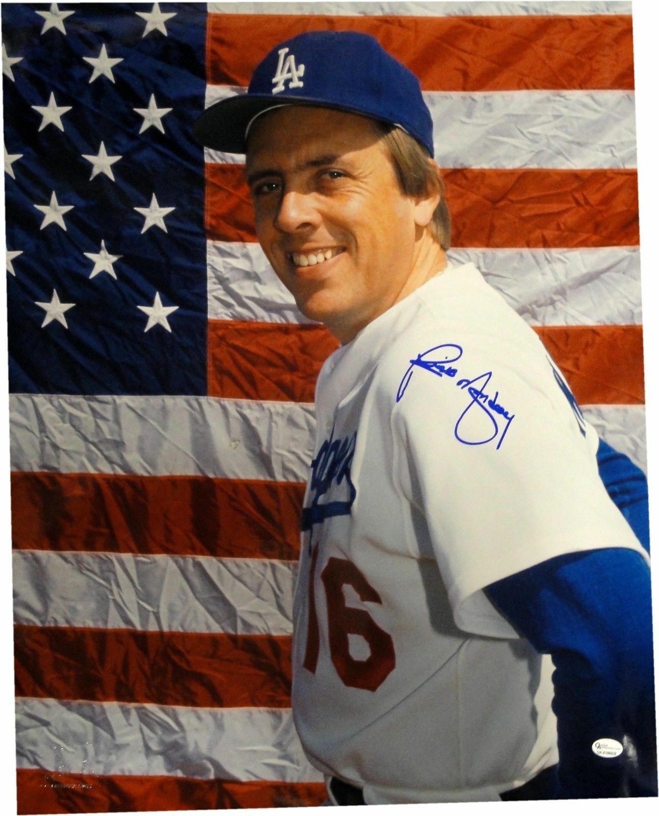 Rick Monday Hand Signed Autographed 16x20 Photo Poster painting American Flag Background COA