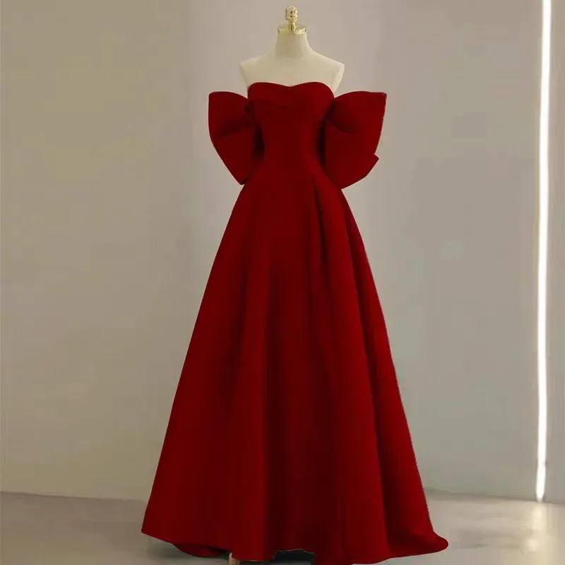 Abebey-nye outfits Evening Party Dresses for Women Vestidos Sexy Sleeveless Strapless A-line Bow Skirts Elegant Ladies Banquet Women's Prom Dress-back to school dress 2025