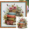 Flower Book Stack - 11CT Stamped Cross Stitch - 40*40cm