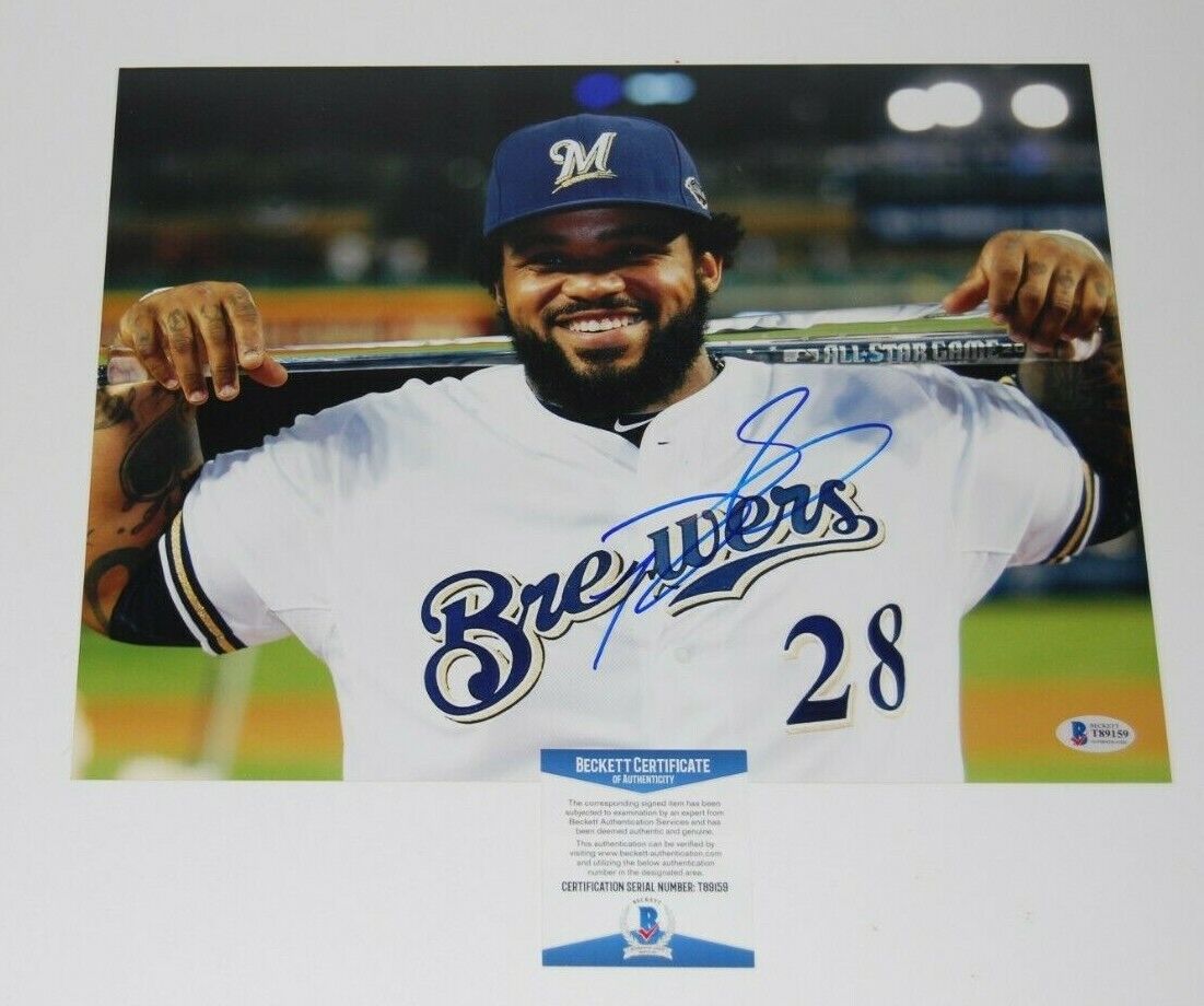 PRINCE FIELDER signed (MILWAUKEE BREWERS) Baseball 11X14 Photo Poster painting BECKETT BAS