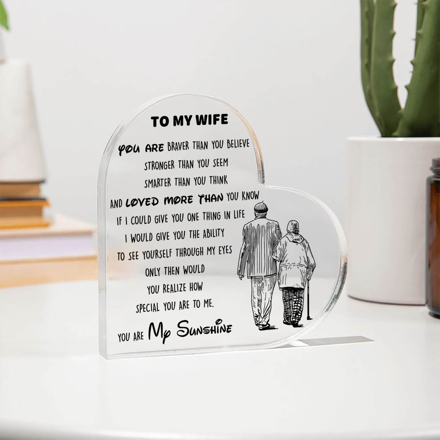 Unique Gift To My Wife - D353 -  Heart Shaped Acrylic Plaque