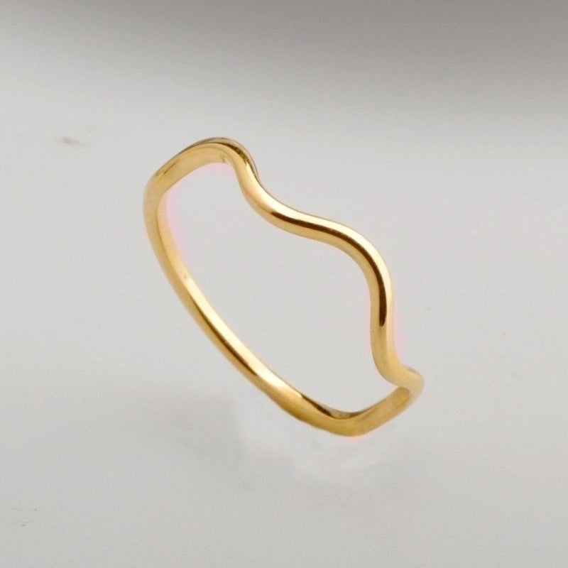 Titanium Steel 18K Gold Plated Minimalist Plating Metal Geometric Rings
