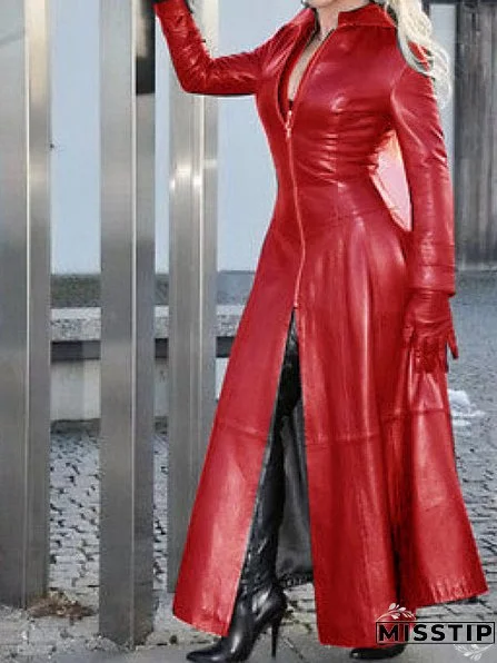 Halloween Women's Fashion Sexy Slim Fit Lace-Up Leather Jacket Coats