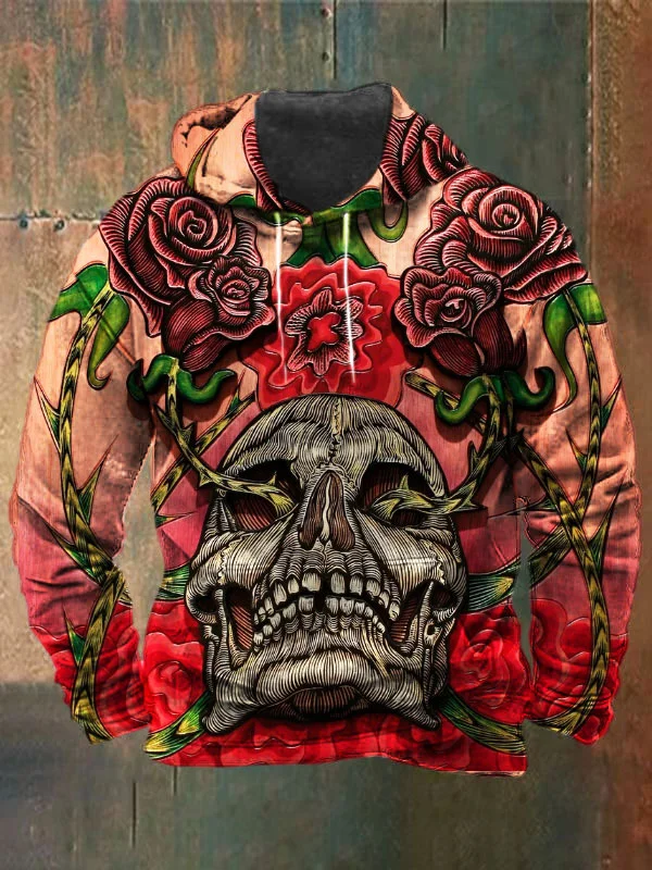 Unisex Skull Print Heavyweight Hoodies