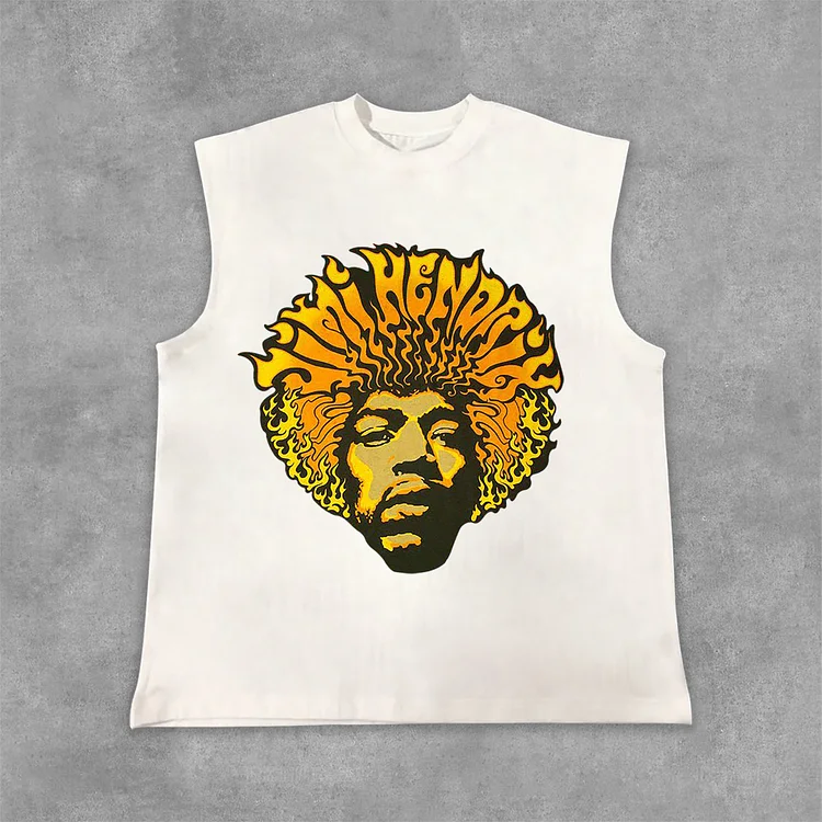 Casual Hendrix Fashion Guitarist Graphic Print Cotton Tank Top SOPULA