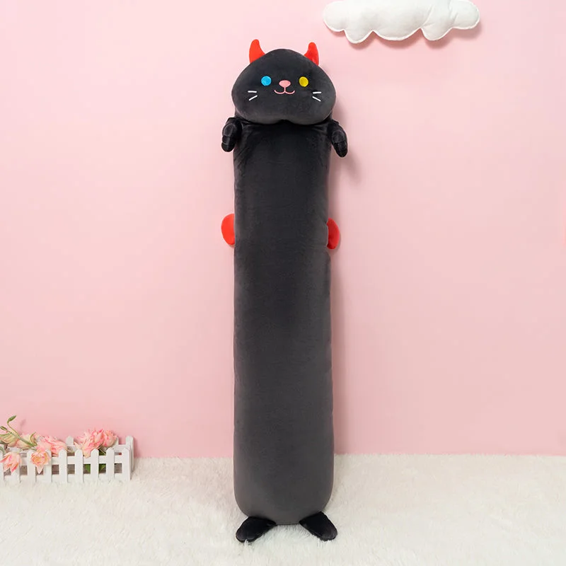 Black Long Cat Plush Stuffed Animals For Girls 20'' Mellow Plush For Gift Big Cat Pillow Cat Body Pillow Squishy Body Pillow For Kids