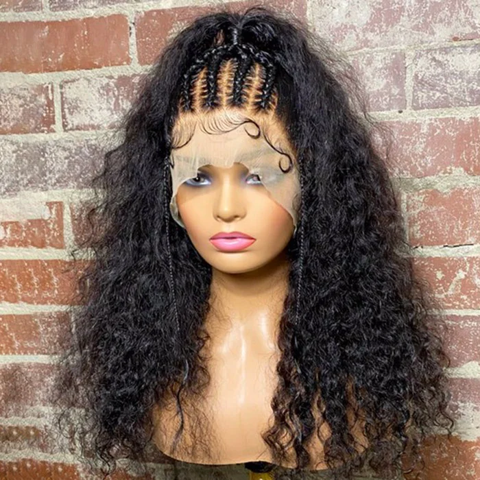 WeQueen 20 Inches 13x4 Trendy Half Braids Half Curly Lace Front Wig 250% Density-100% Human Hair