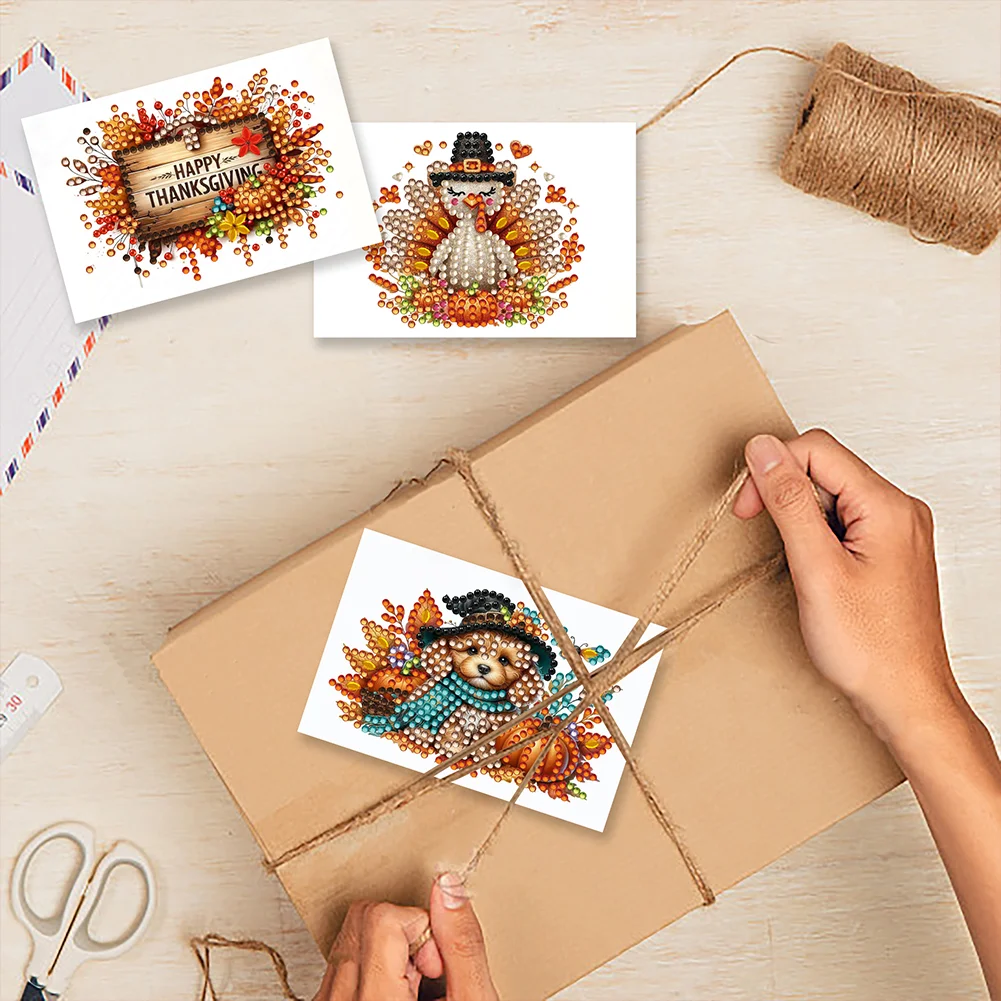 10pcs DIY Diamond Painting Crystal Scratch Card Party Gift Card (Thanksgiving)
