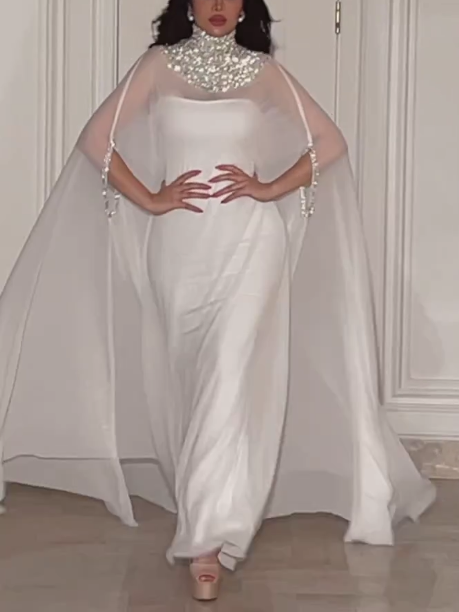 White Strapless Long Dress and Sheer See Through Outwear Set | Oxredo Shop Ramadan Sale