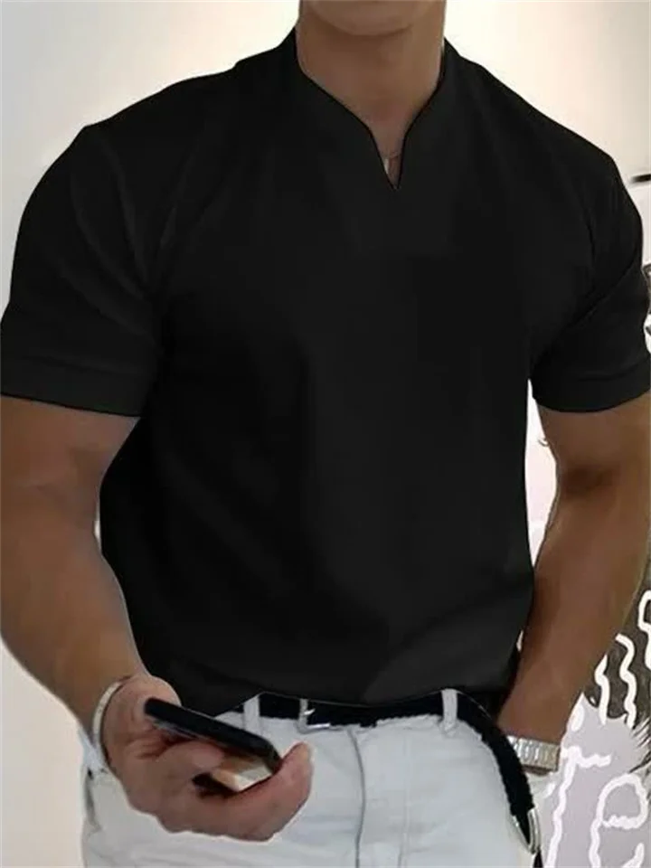Men's T shirt Tee Plain V Neck Casual Holiday Short Sleeve Clothing Apparel Sports Fashion Lightweight Muscle