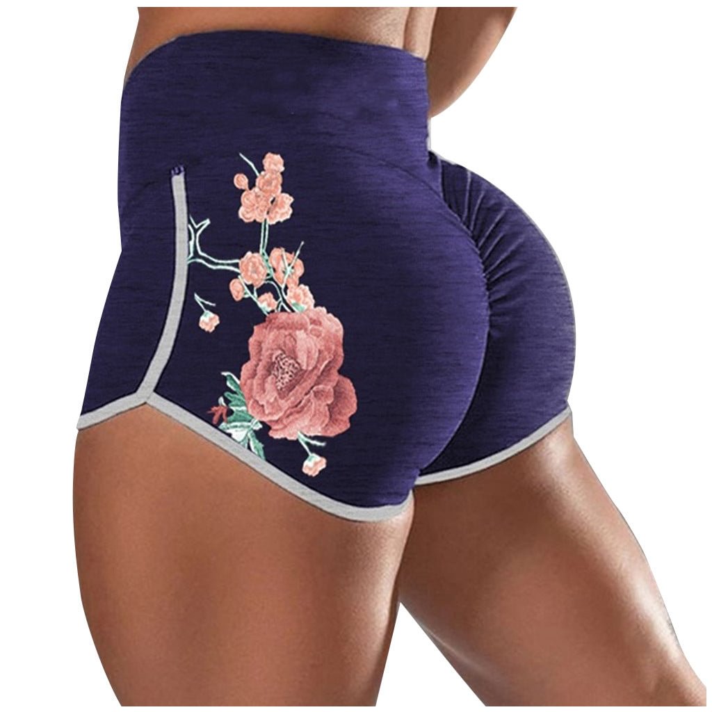 Flower Printed Short Yoga Pants