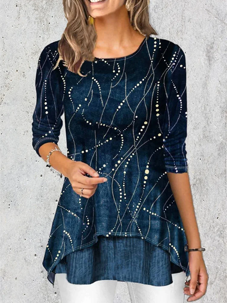 Wave Art Double Layer A Line Tunic