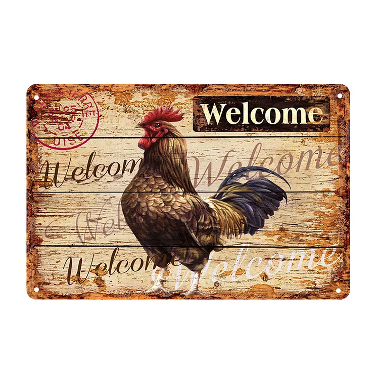 Poulet - enseignes en étain vintage / enseignes en bois - 7.9x11.8in & 11.8x15.7in