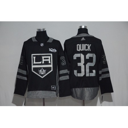 Los Angeles Kings #32 Jonathan Quick Black Men's 1917-2017 100th  Anniversary   Stitched NHL Jersey