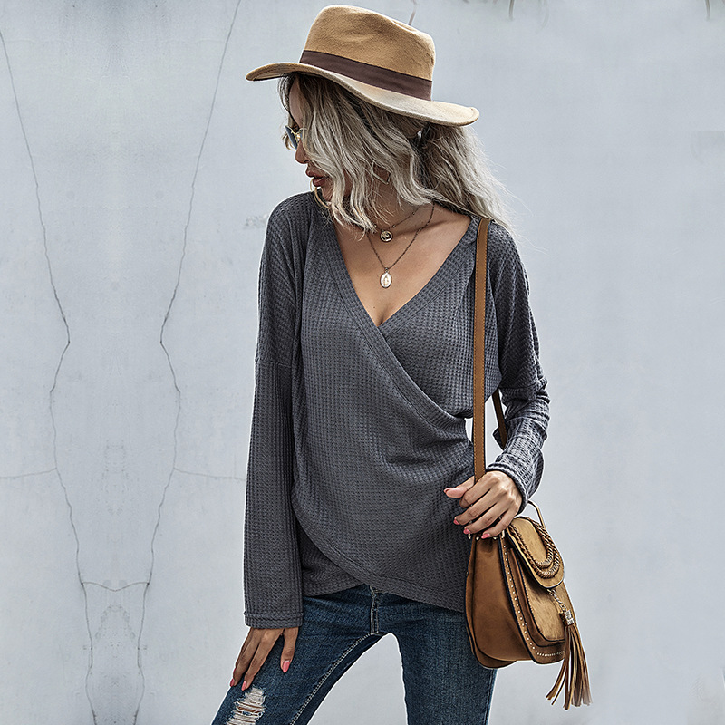 Mature Women V-neck Sweater Fall & Winter Jacket