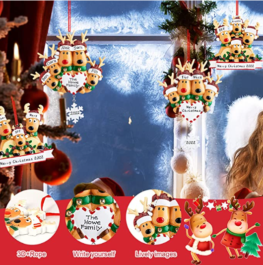 Christmas Tree Pendant Decorations, Christmas Elk Decorations, Christmas Tree Decorations DIY Names, Elk Resin Christmas Decorations