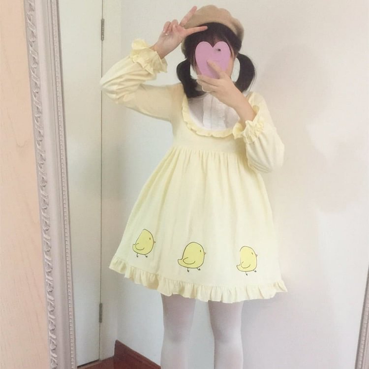 Yellow Baby Chick Falbala Lolita Dress SP179717