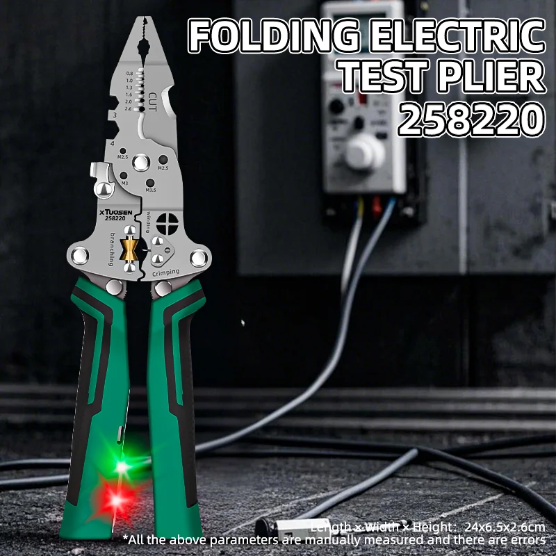 Electric Pencil-Style Wire Strippers, Multi-Purpose Large Opening Pliers, Adjustable Cable Wrap, Steel, PVC, Metric