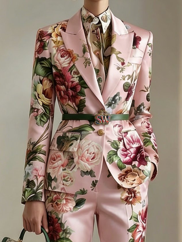 Urban Shoulder Pad Floral Lapel Collar Blazer mysite idetrend