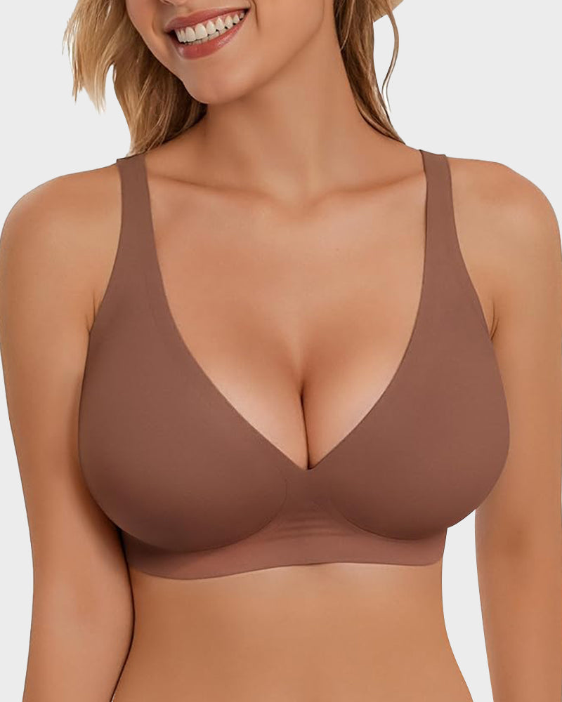💕👙 Comfortable, seamless, deep V-neck, push-up bra without underwire