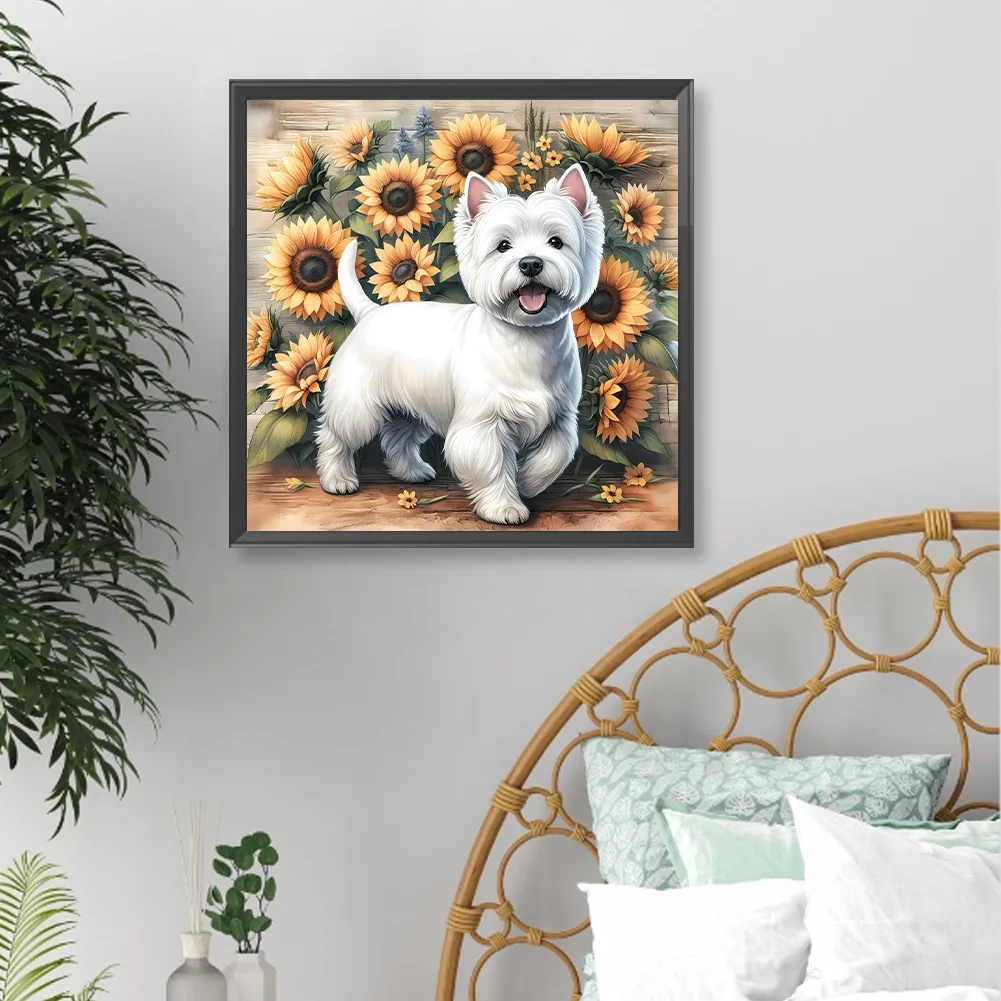 Diamond Painting - Full Round Drill - Sunflower Dog(Canvas|40*40cm)