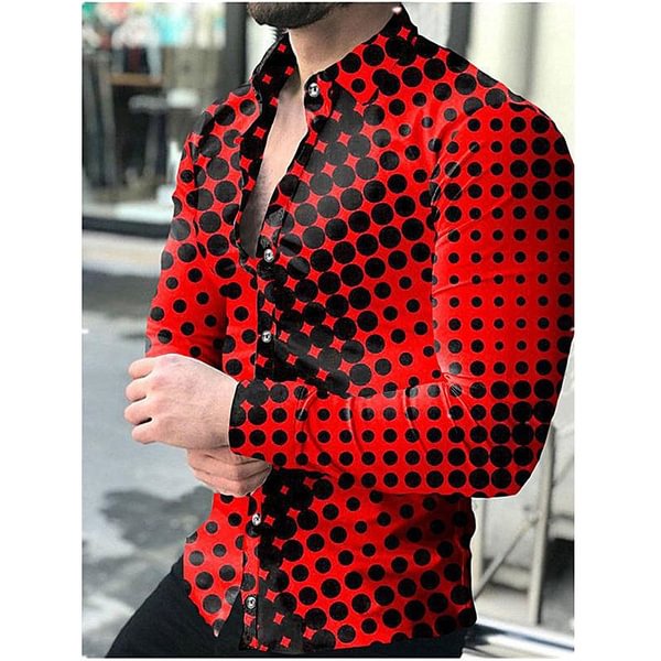 European and American New Spring Men's Fashion Geometric Printing Long-sleeved Shirt - Life is Beautiful for You - SheChoic