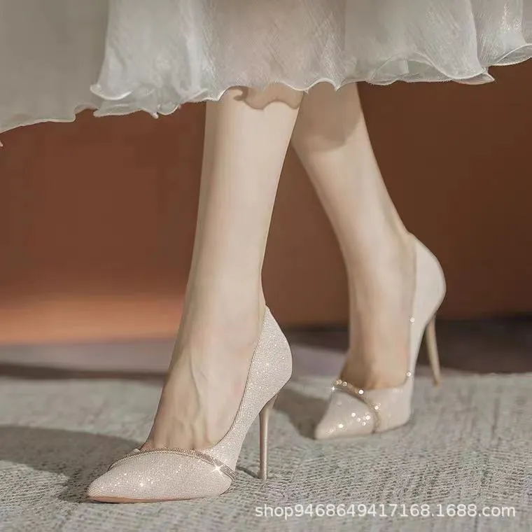 Breakj Breakj Women 2023 New Spring And Autumn Fashion French Girl Tip Drill Fine Heels High Heels 9Cm
