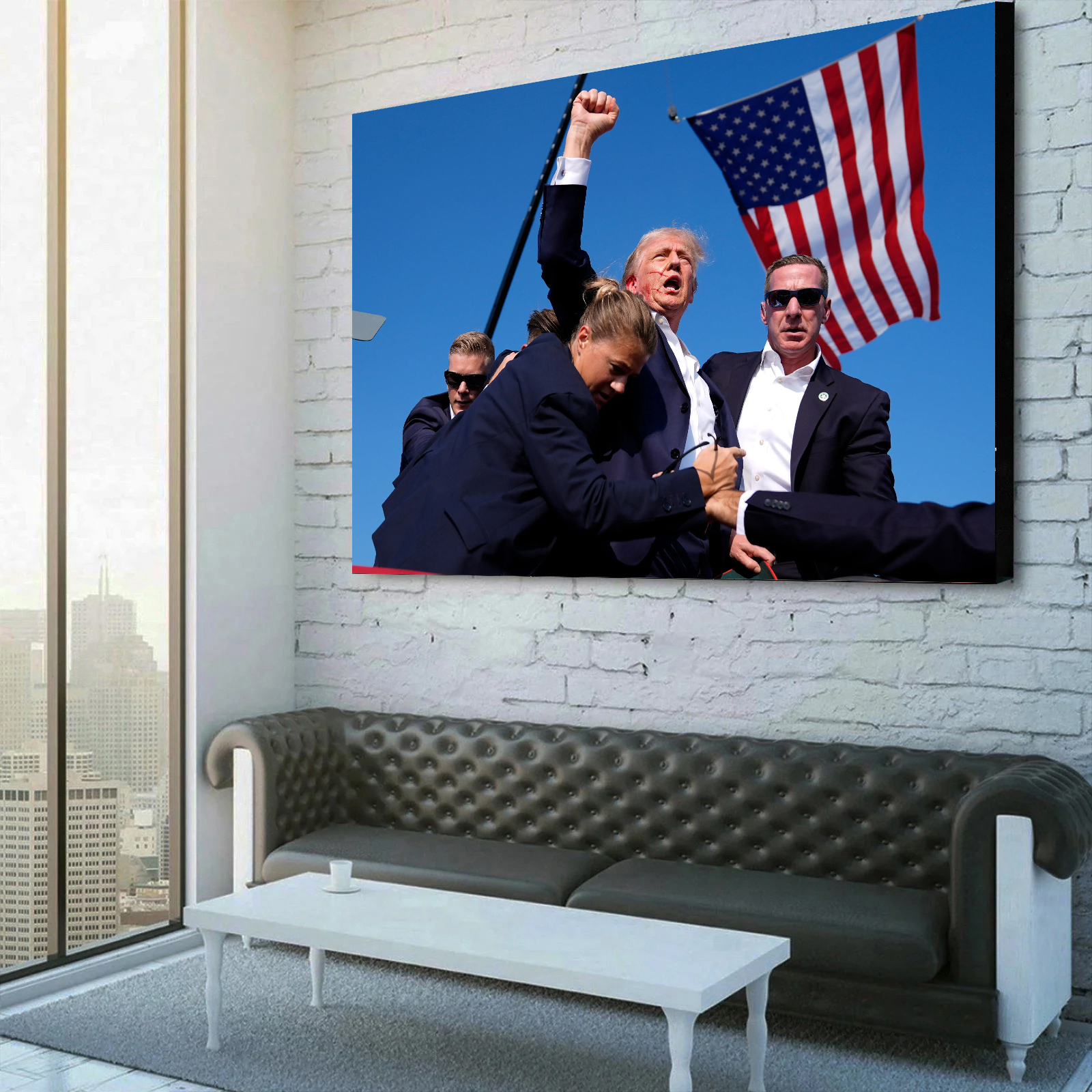 Donald Trump Assassination Attempt Fight Canvas Wall Art 