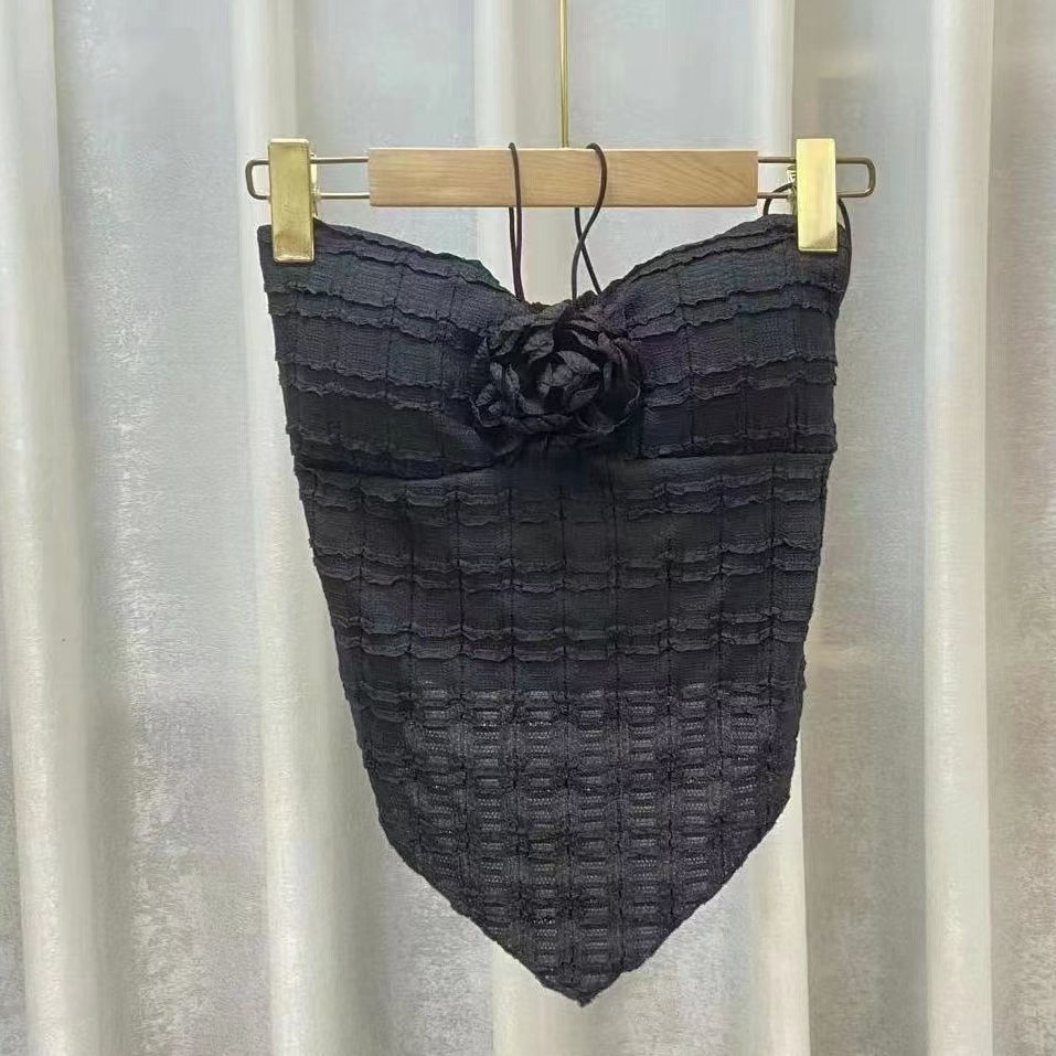 Sexy Irregular Backless Streetwear Fashion Tank Tops Women Y2k Aesthetic Halter Bandage  Tanks Pleated 3D Flower Fairy Crop Top