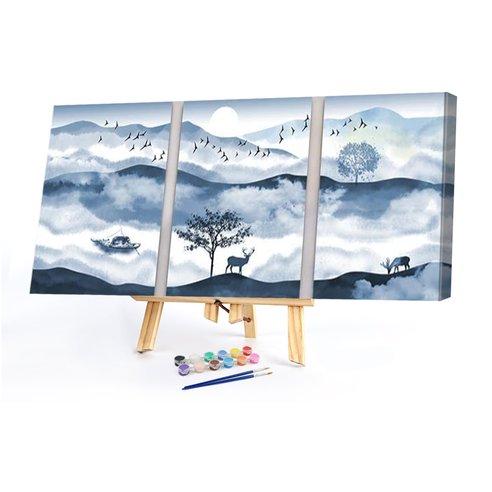 

120*50CM - Paint By Numbers - Deer Mountains Rivers, 501 Original
