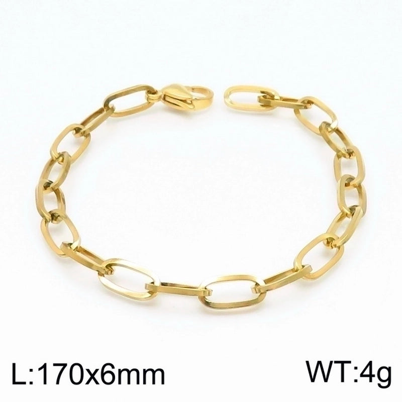Stainless Steel 18K Gold Plated Basic Minimalist Solid Color Bracelets