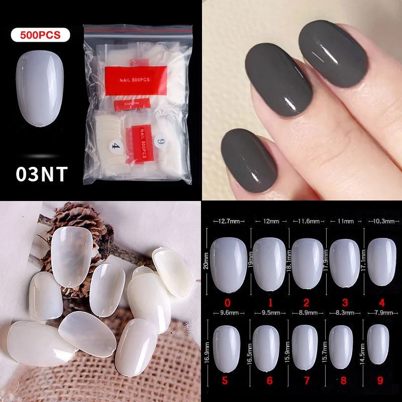 500Pcs False Nail Extension French Natural Transparent Stiletto Coffin False Nails Tips Long Acrylic UV Gel Nail Polish Manicure-Nail Inspo