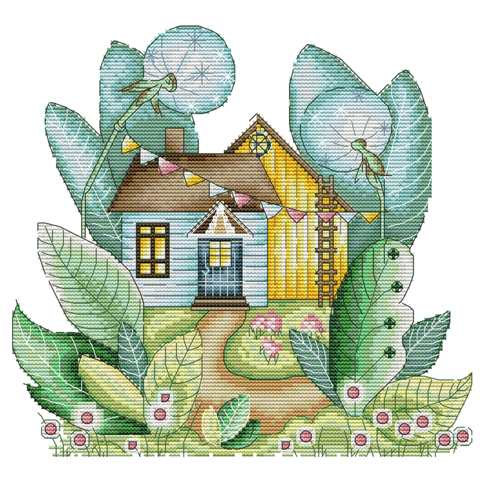 

Summer Magic House - 14CT Stamped Cross Stitch - 30*29CM, 501 Original