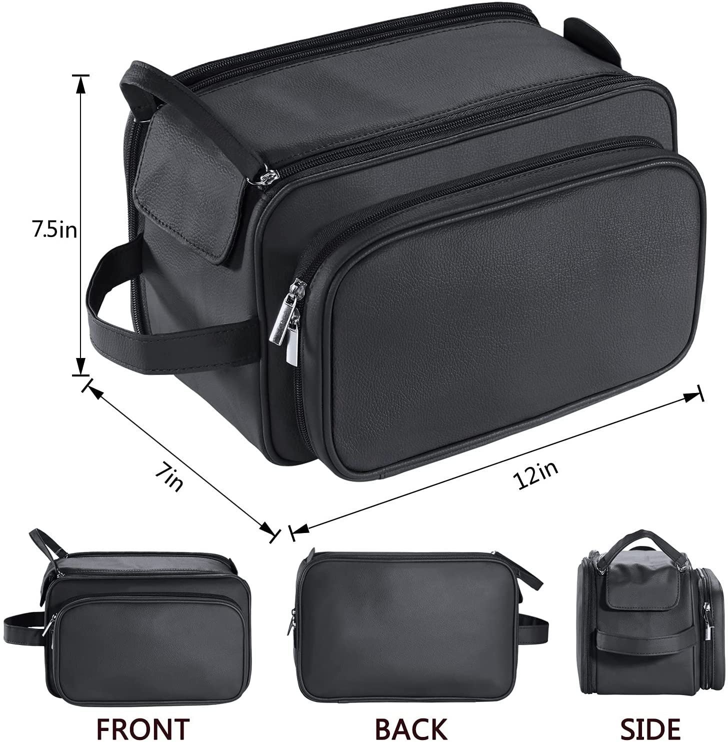 Large Toiletry Bag for Men, PU Leather Travel Toiletry Organizer