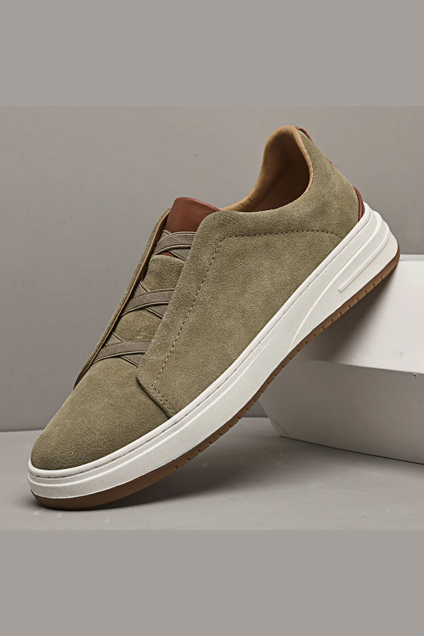 Men's Suede Slip-On Sneakers &ndash; Cushioned Everyday Trainers
