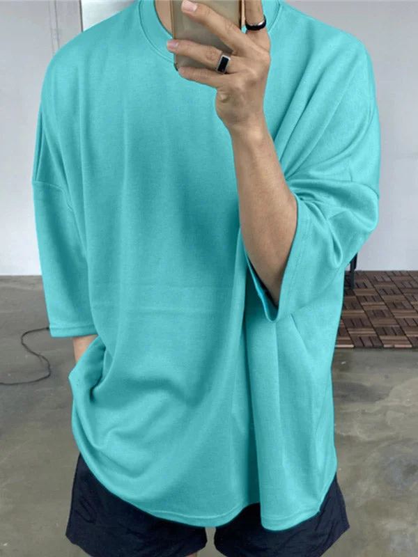 Aonga - Mens Loose Dropped Shoulder Half Sleeve T-Shirt