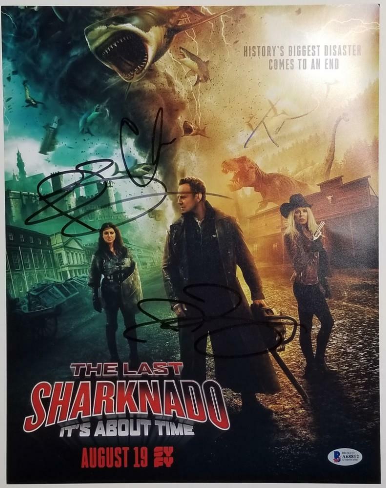 THE LAST SHARKNADO Cast (3) Signed 11x14 Photo Poster painting Reid Ziering D~ Beckett BAS COA