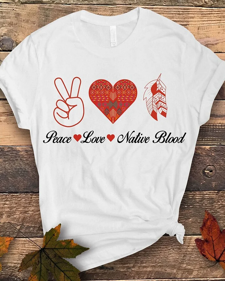 Women's  Native American Heritage Month Printed Short-sleeve Round Neck T-shirt