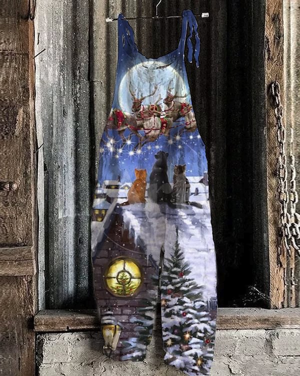 Christmas Snowman Print Jumpsuit