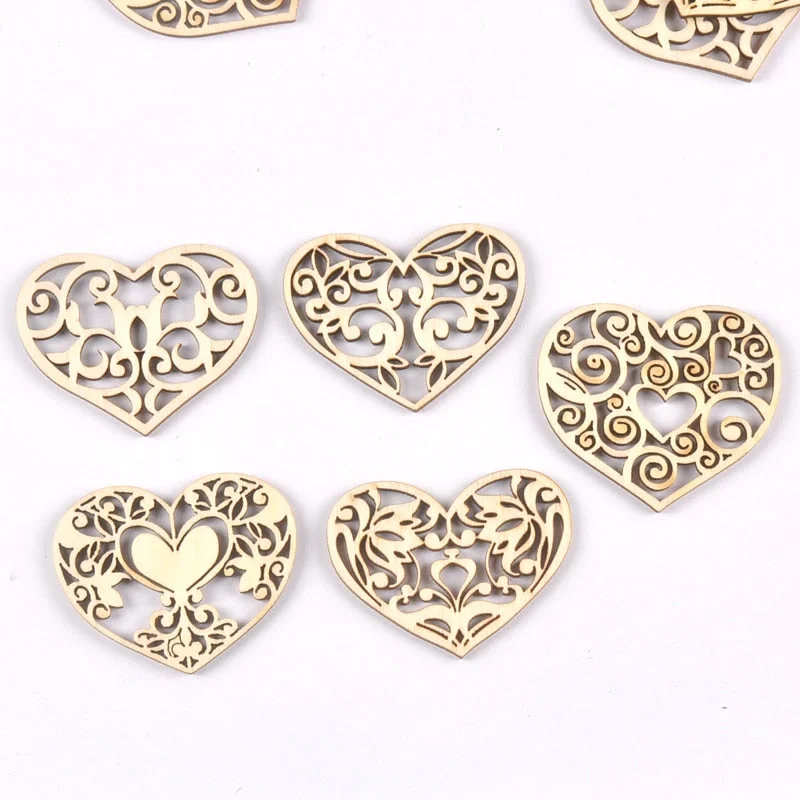 38x50mm Mixed Lace Heart Hanging Pendant Wood Slices Crafts For DIY Scrapbook Home Decor Wooden Ornament 10pcs m2584