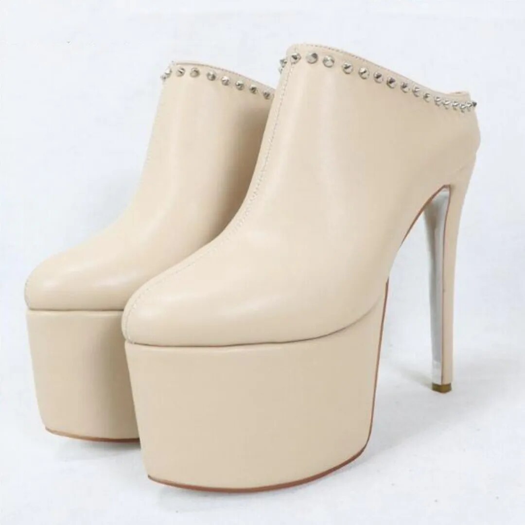 TAAFO Women's High Heels 18 Cm Round Toe Pumps Women's Shoes Open Heeled Shoes