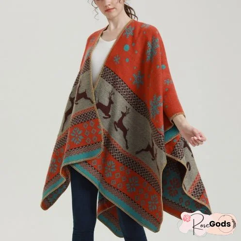 Shawl women's outfit imitation cashmere scarf, autumn and winter cape, blanket, dual-purpose ethnic style tourism