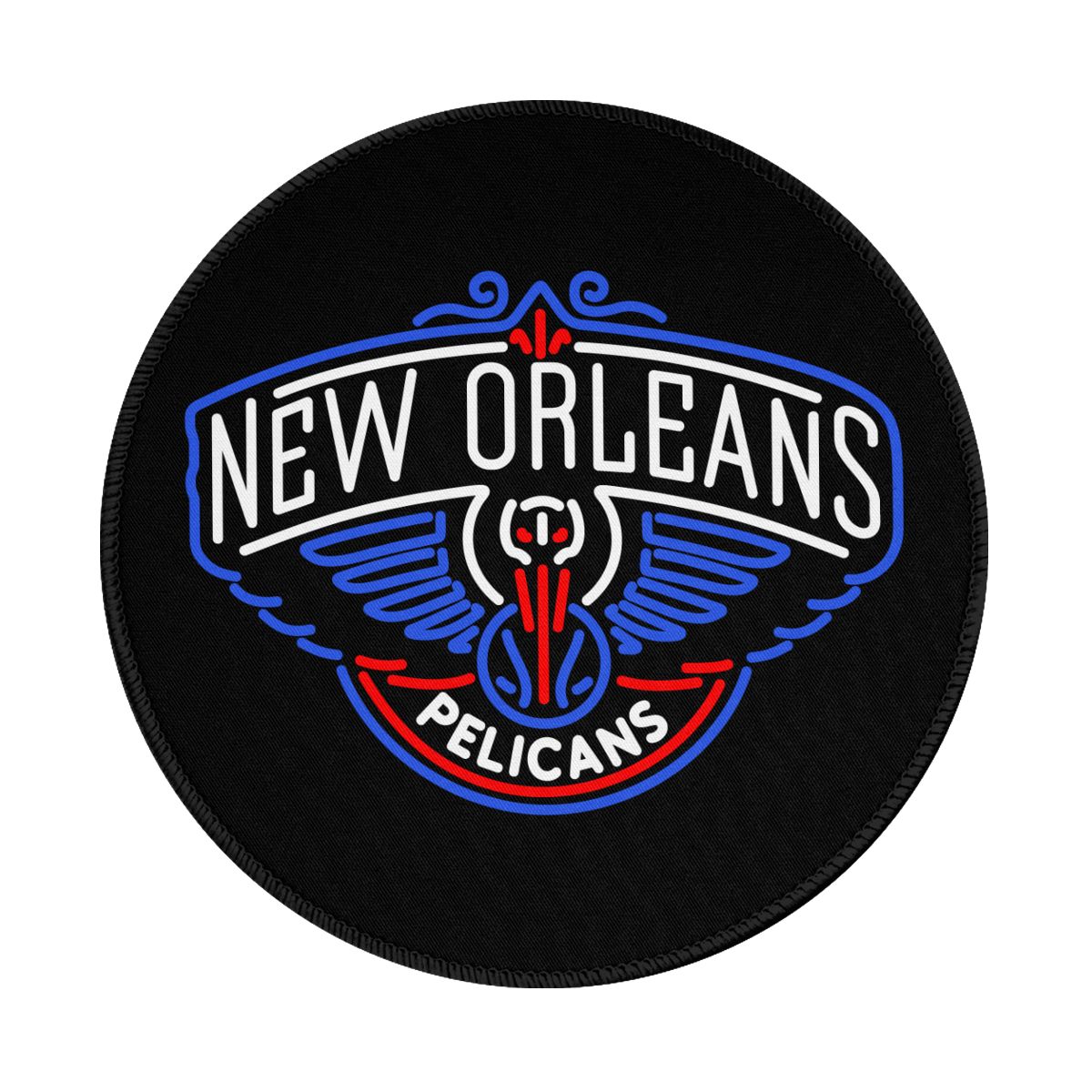 New Orleans Pelicans Black Waterproof Round Mouse Pad for Wireless Mouse