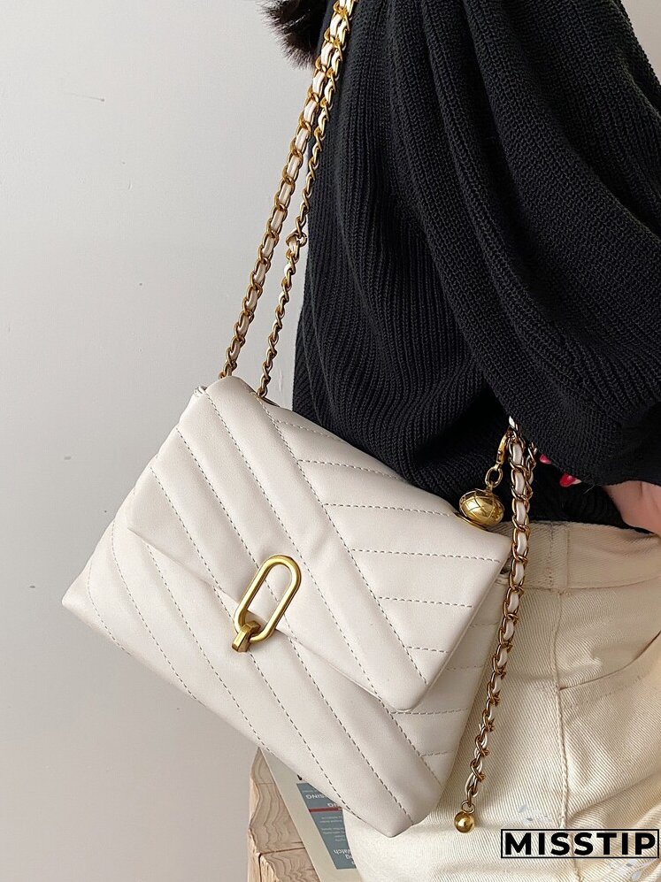 Stitch Detail Flap Shoulder Bag