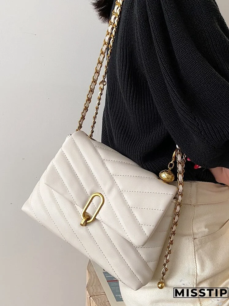 Stitch Detail Flap Shoulder Bag