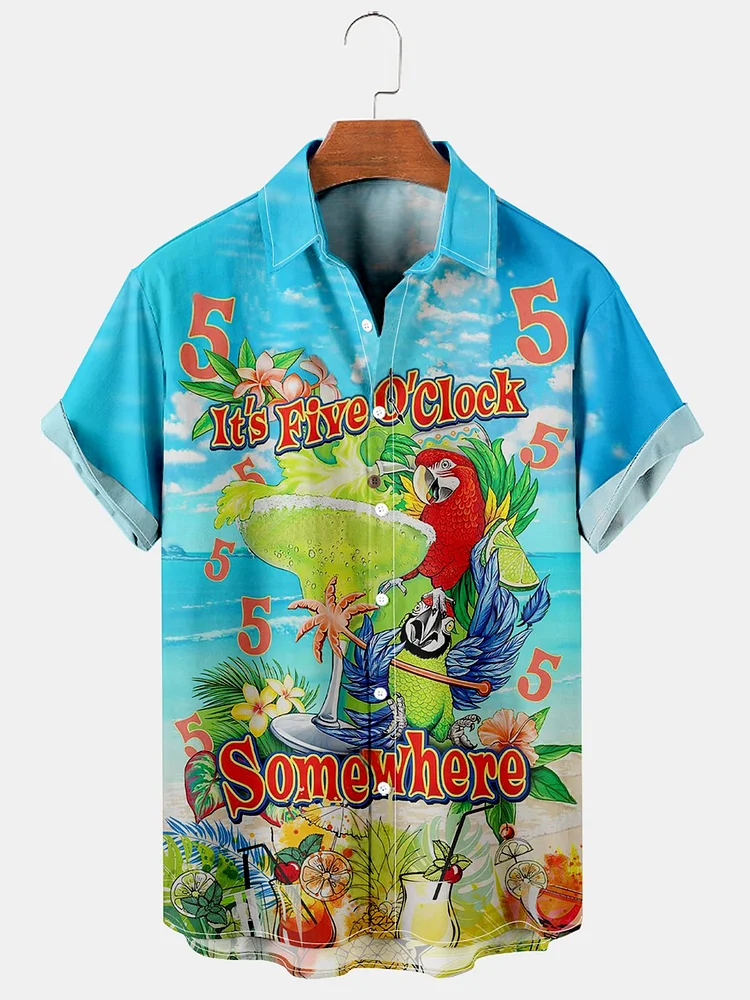 Men's Casual Blackjack Parrot Print Shirt