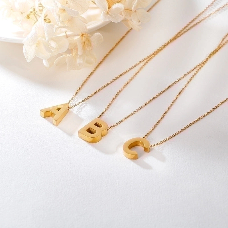 Titanium Steel 18K Gold Plated Fashion Plating Letter Necklace